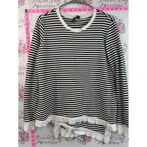 Left of centre shirt, long sleeve Striped Black & White Crewneck Sweater